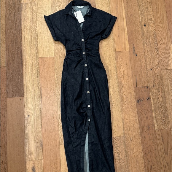 Zara Dark Blue Denim Midi Dress - Picture 2 of 6